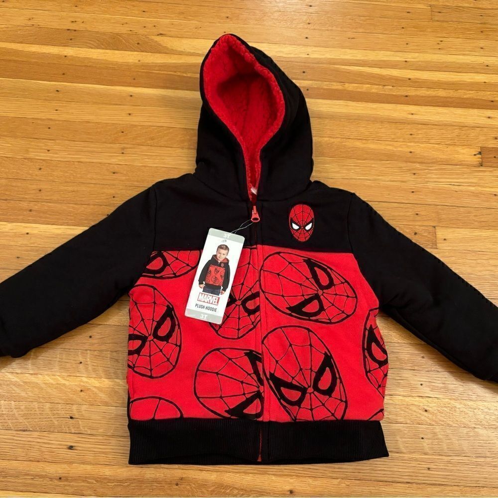 Marvel Spiderman Fleece/plush Zip Up Hoodie NWT